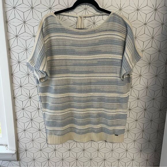 St John Cashmere Linen Blend Stripe Top - Picture 2 of 8
